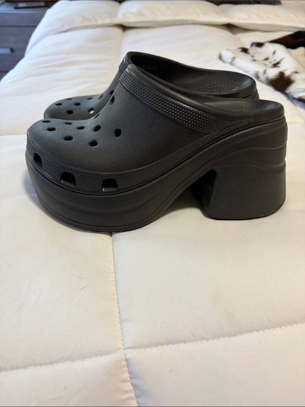 CROCS Black Platform Clog Mules